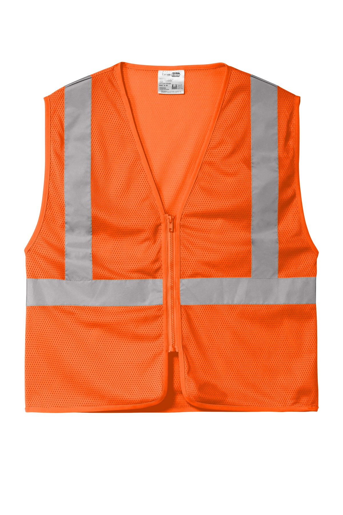 CornerStone® ANSI 107 Class 2 Economy Mesh Zippered Vest | CSV101 - The Lemon Print & Design Studio 