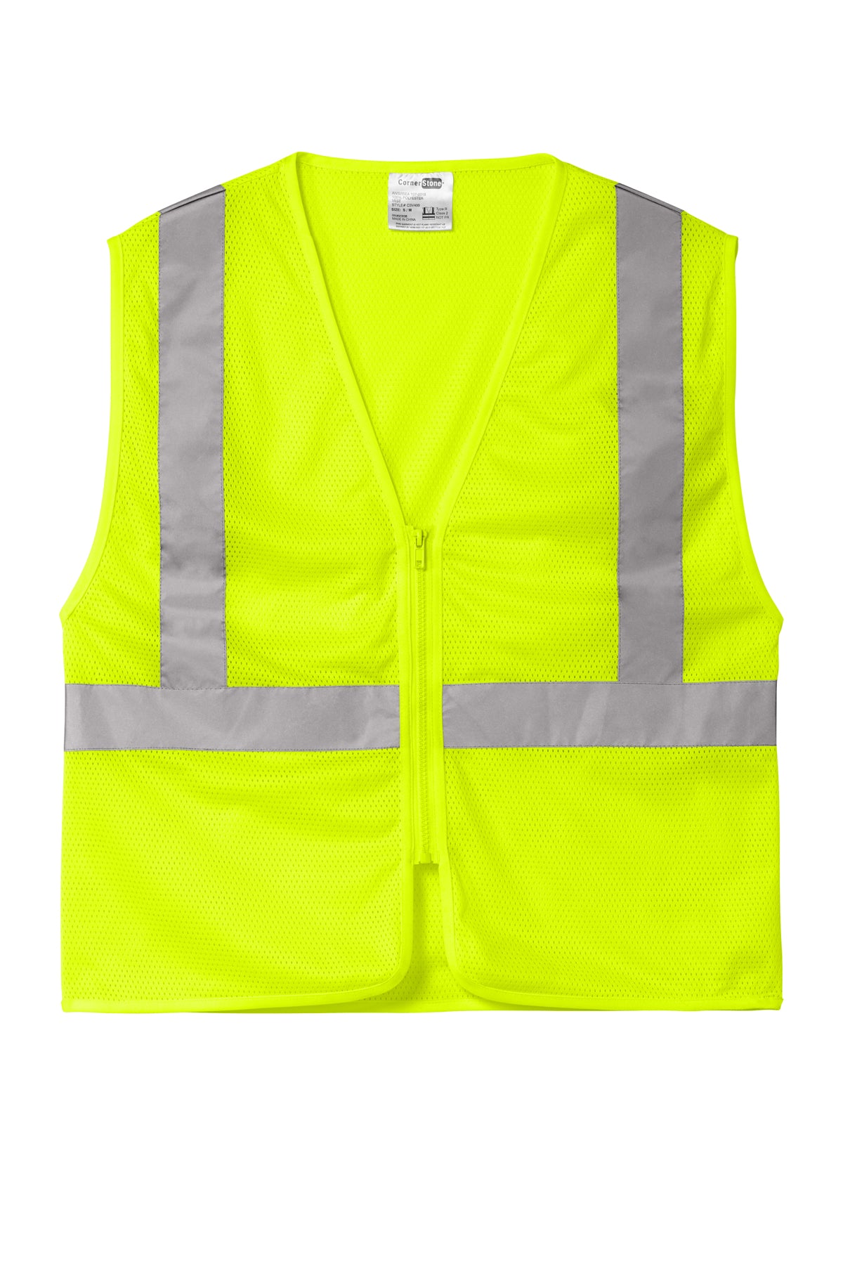 CornerStone® ANSI 107 Class 2 Economy Mesh Zippered Vest | CSV101 - The Lemon Print & Design Studio 