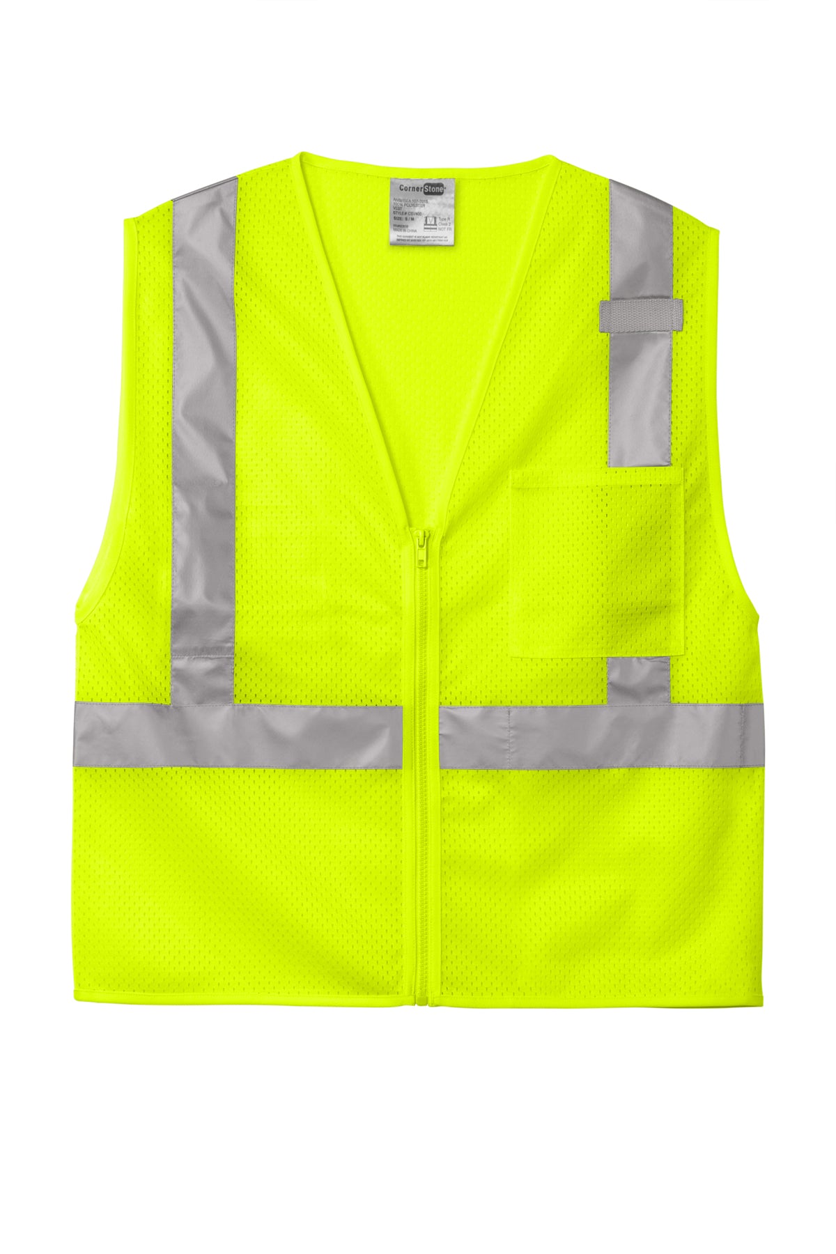 CornerStone® ANSI 107 Class 2 Mesh Zippered Vest | CSV102 - The Lemon Print & Design Studio 