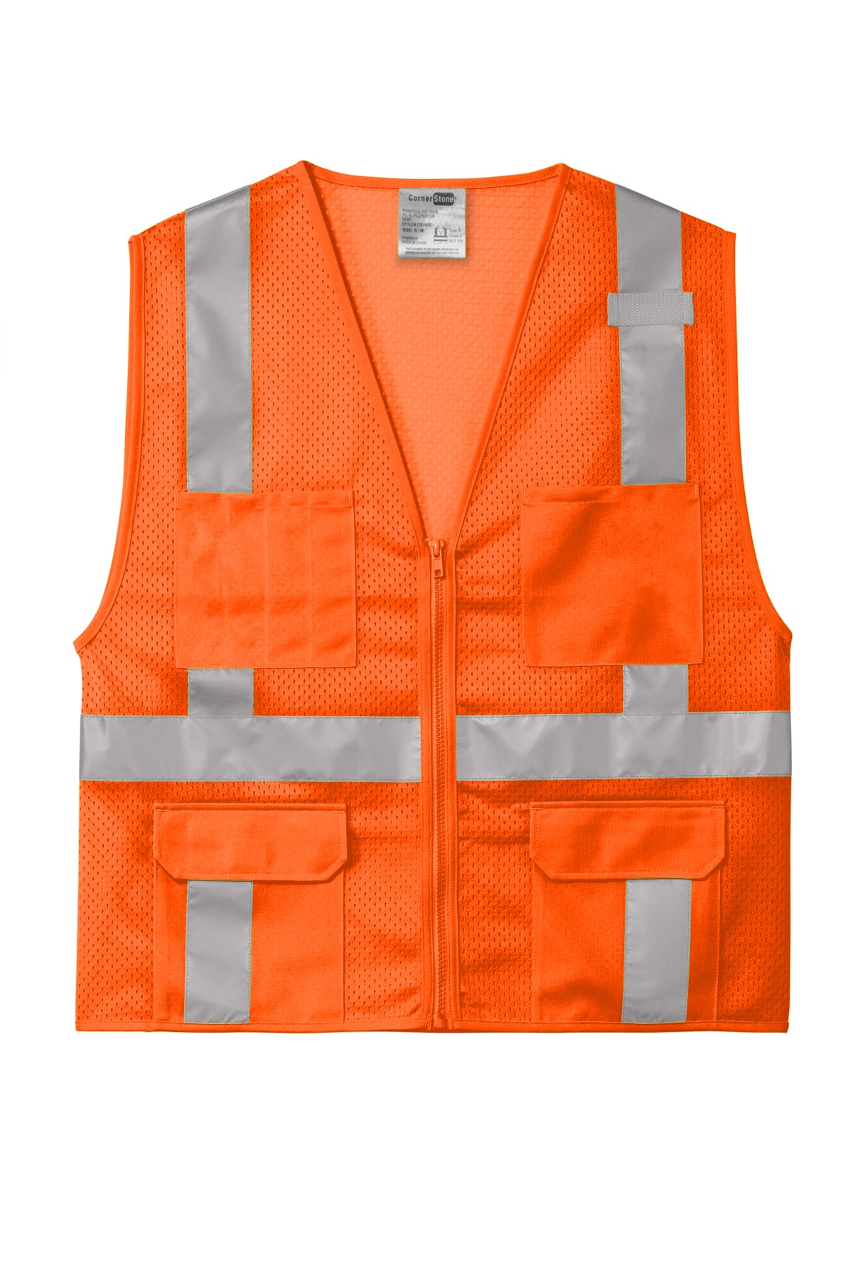CornerStone® ANSI 107 Class 2 Mesh Six-Pocket Zippered Vest | CSV104 - The Lemon Print & Design Studio 