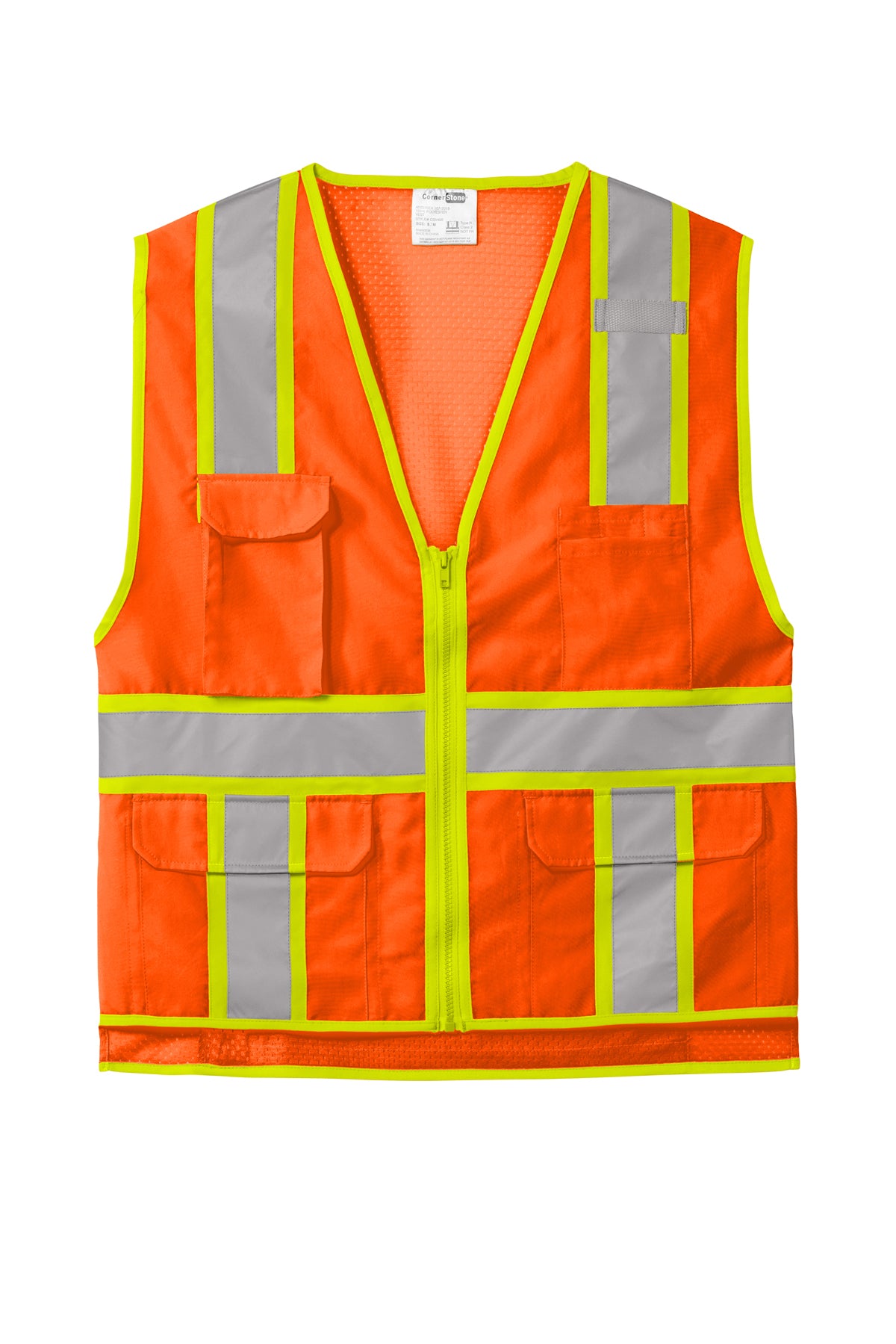 CornerStone® ANSI 107 Class 2 Surveyor Zippered Two-Tone Vest | CSV105 - The Lemon Print & Design Studio 