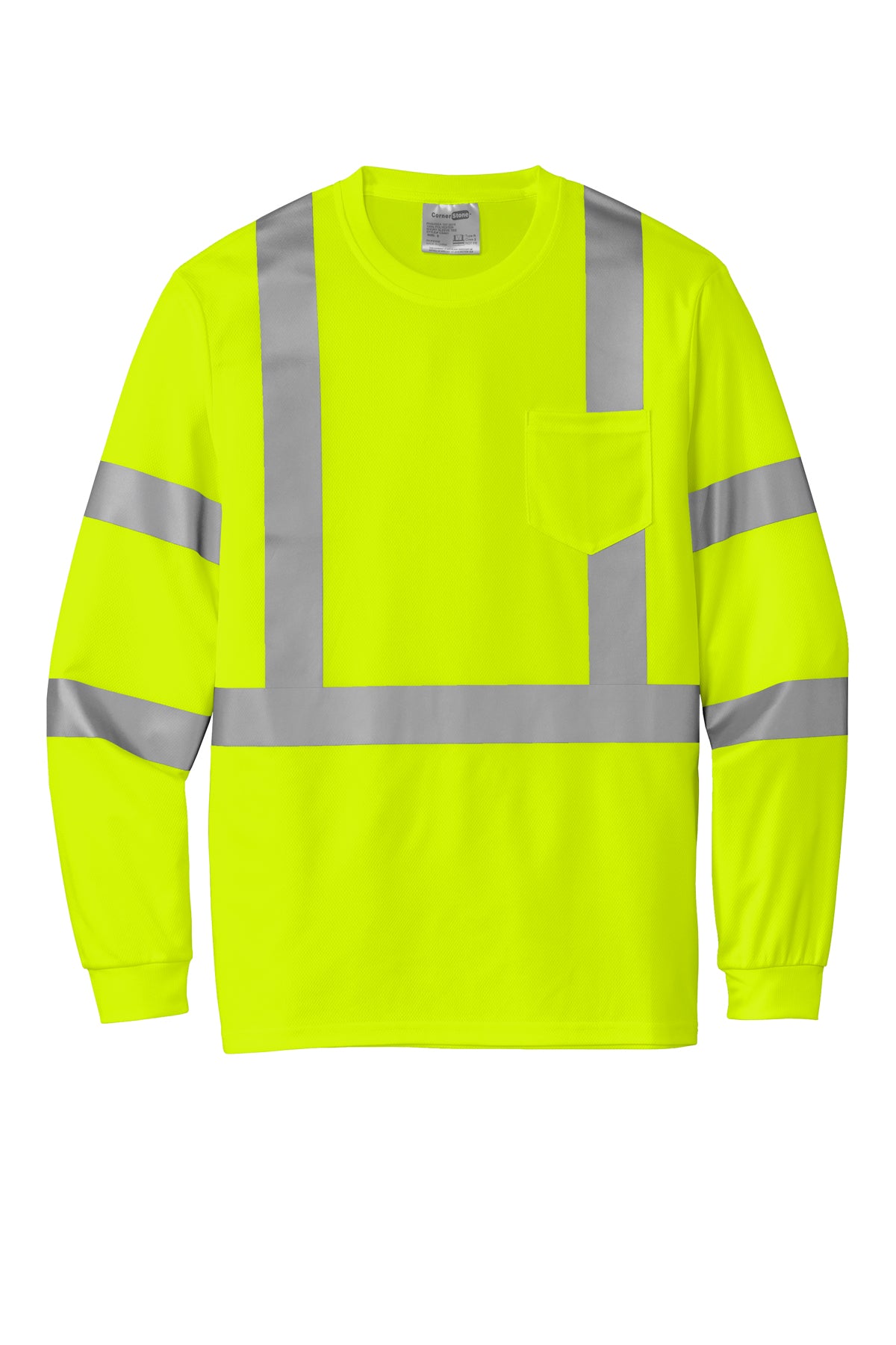 CornerStone® ANSI 107 Class 3 Mesh Long Sleeve Tee | CS203 - The Lemon Print & Design Studio 