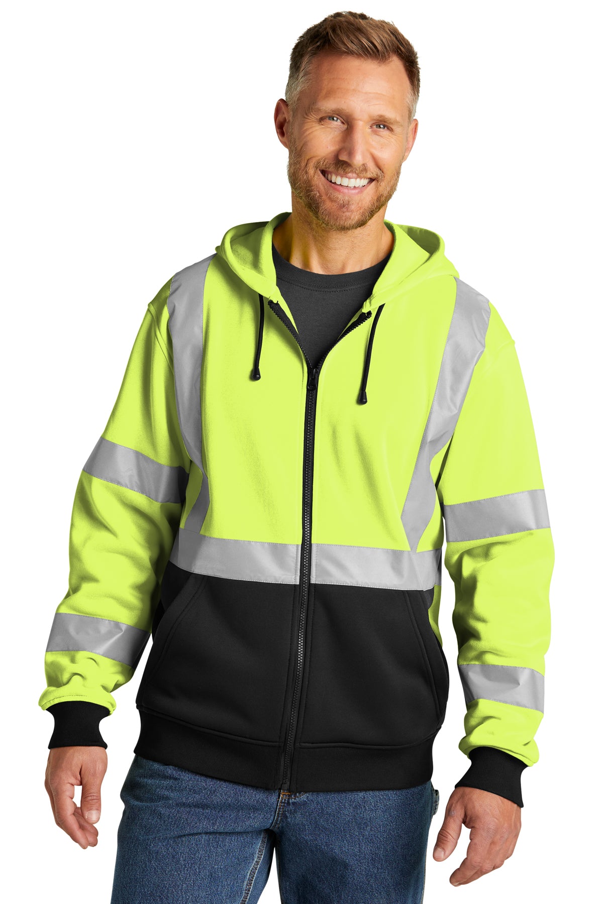 CornerStone® ANSI 107 Class 3 Heavy-Duty Fleece Full-Zip Hoodie | CSF300 - The Lemon Print & Design Studio 