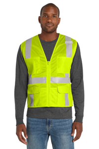 CornerStone® ANSI 107 Class 2 Mesh Six-Pocket Zippered Vest | CSV104 - The Lemon Print & Design Studio 