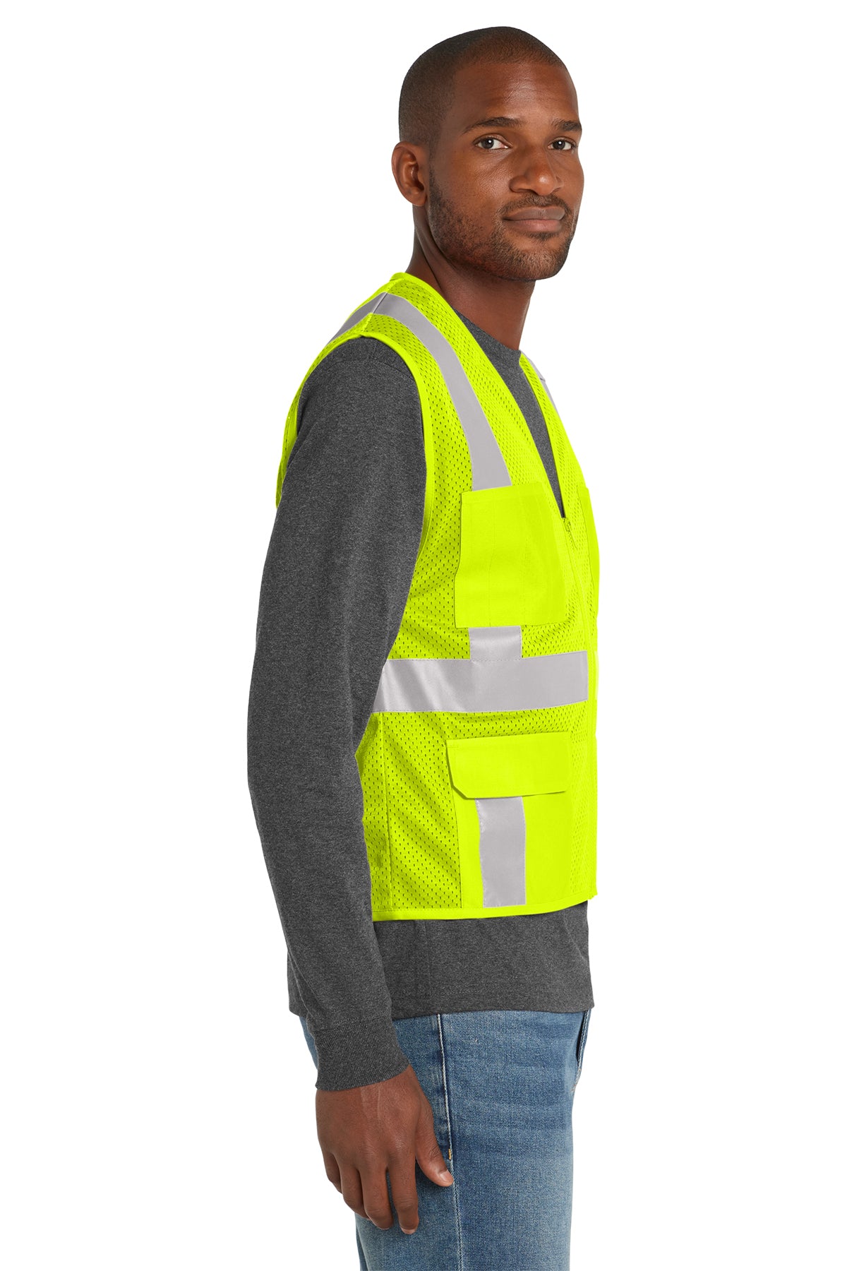 CornerStone® ANSI 107 Class 2 Mesh Six-Pocket Zippered Vest | CSV104 - The Lemon Print & Design Studio 