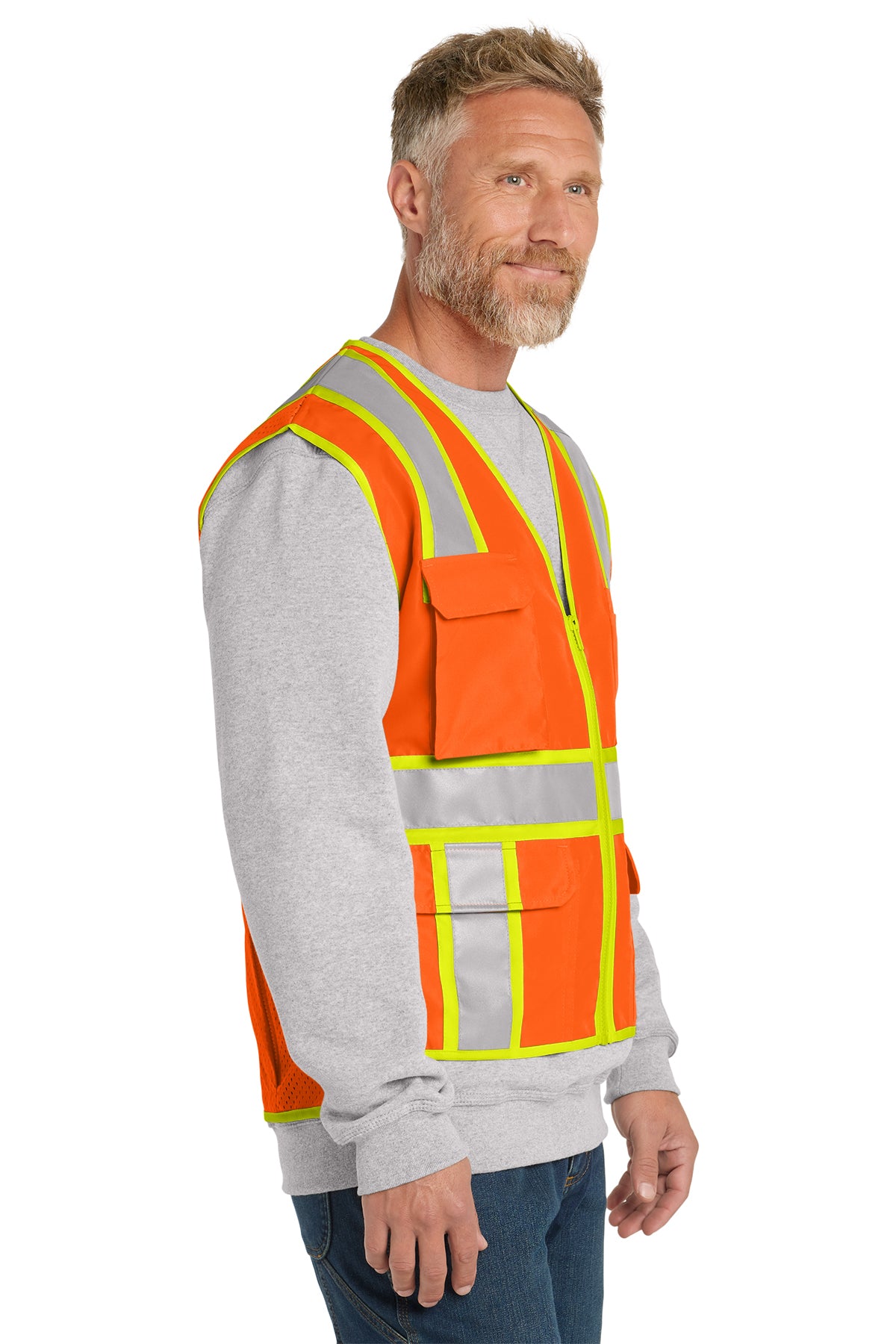 CornerStone® ANSI 107 Class 2 Surveyor Zippered Two-Tone Vest | CSV105 - The Lemon Print & Design Studio 
