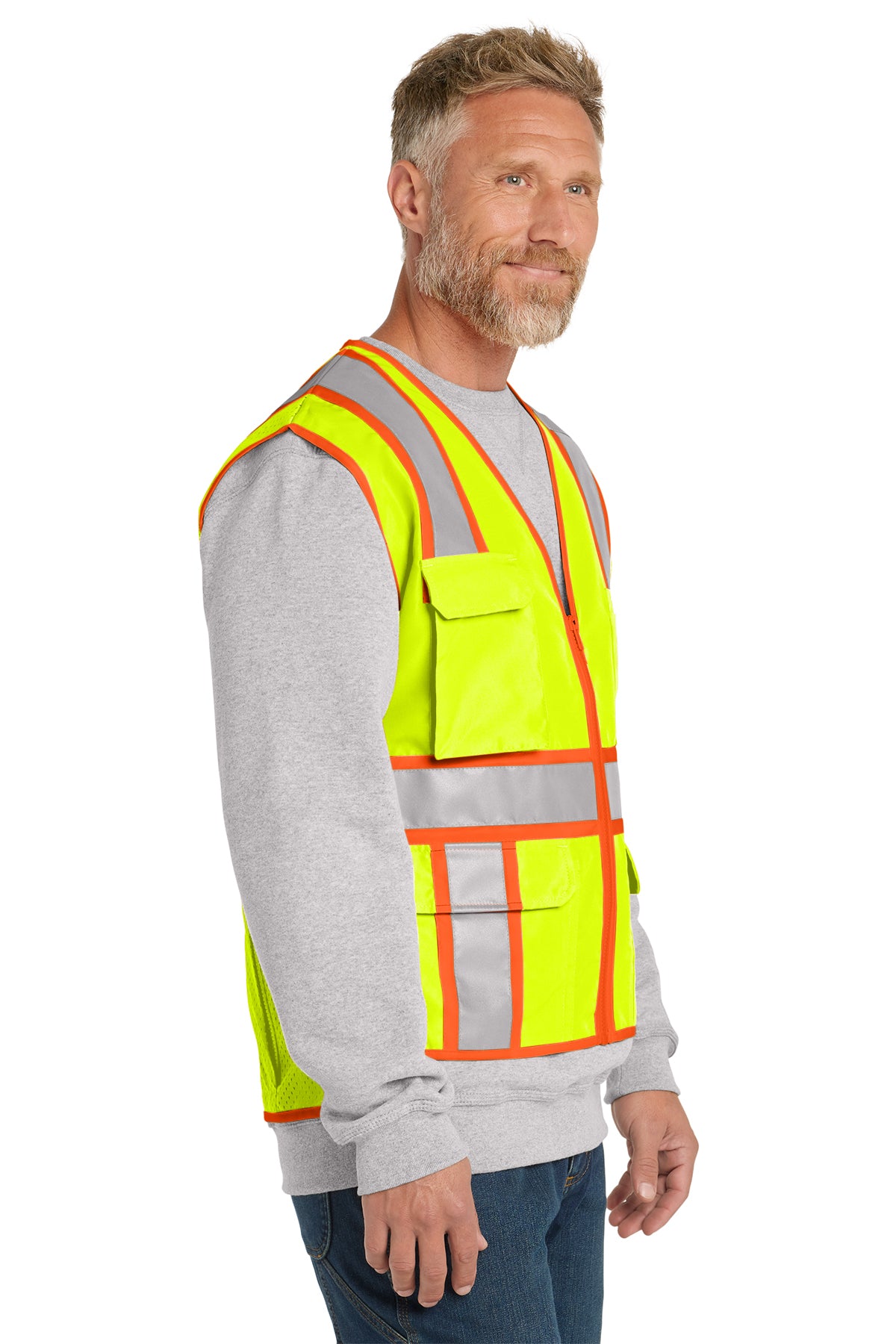 CornerStone® ANSI 107 Class 2 Surveyor Zippered Two-Tone Vest | CSV105 - The Lemon Print & Design Studio 