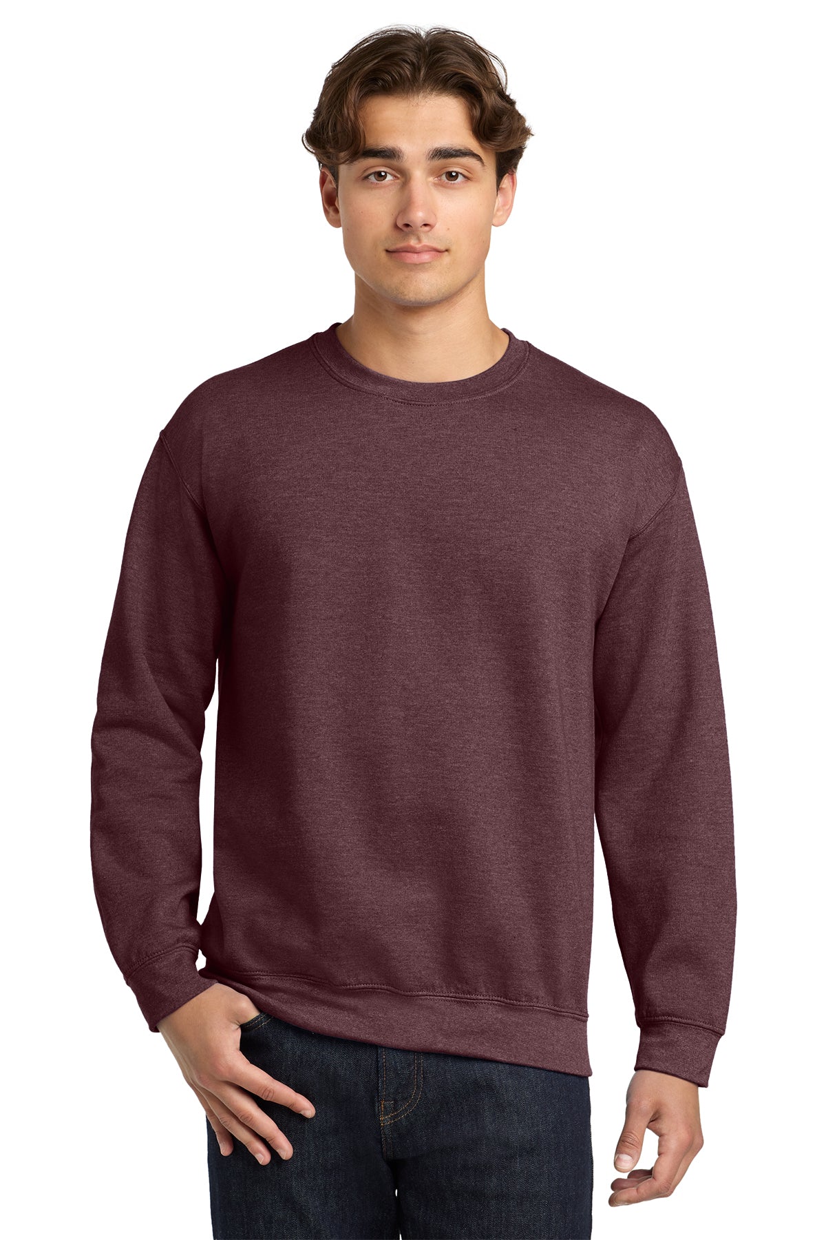 Gildan 18000 Heavy Blend Crewneck Sweatshirt - Heather Dark Maroon