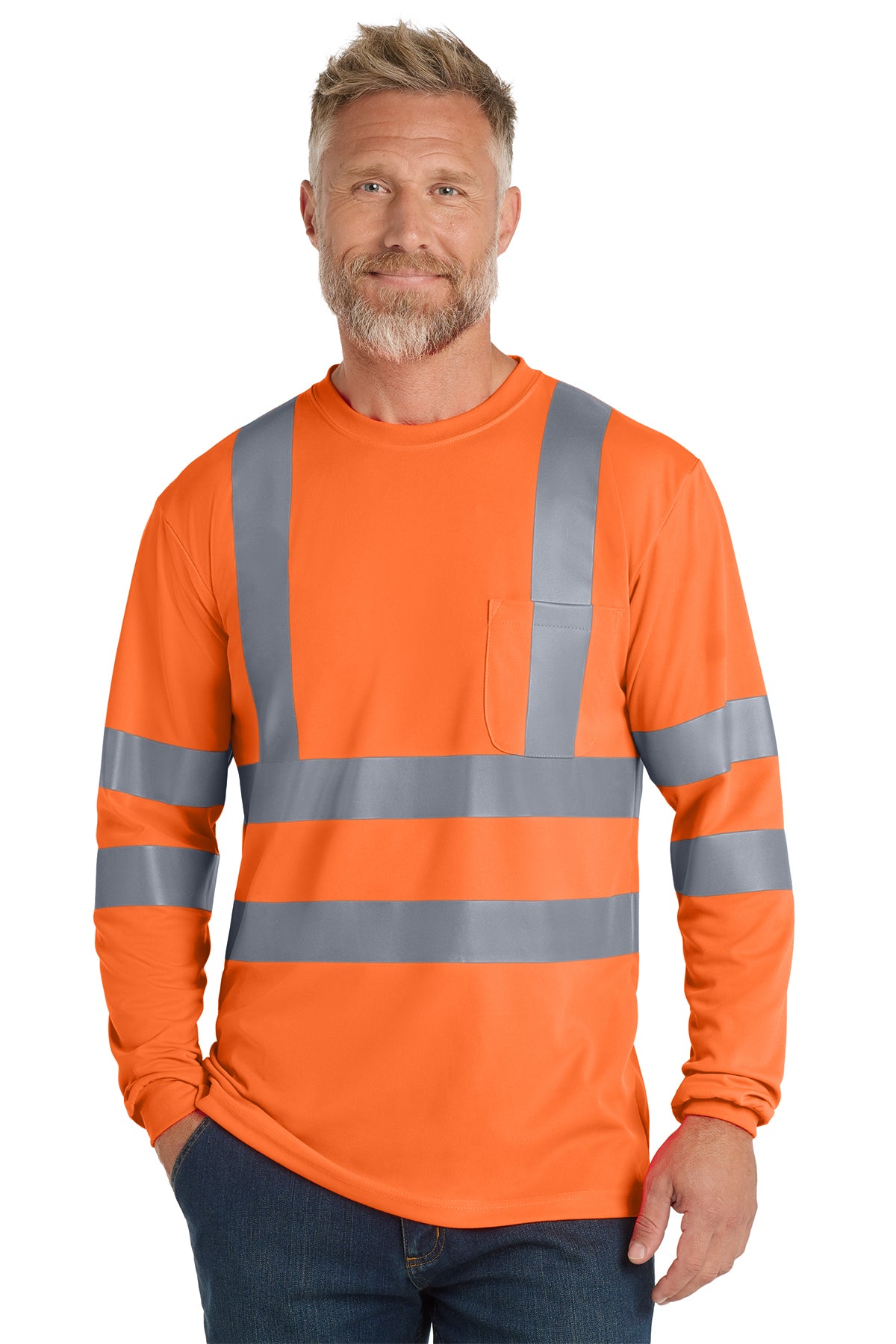 CornerStone® - ANSI 107 Class 3 Long Sleeve Snag-Resistant Reflective T-Shirt | CS409 - The Lemon Print & Design Studio 