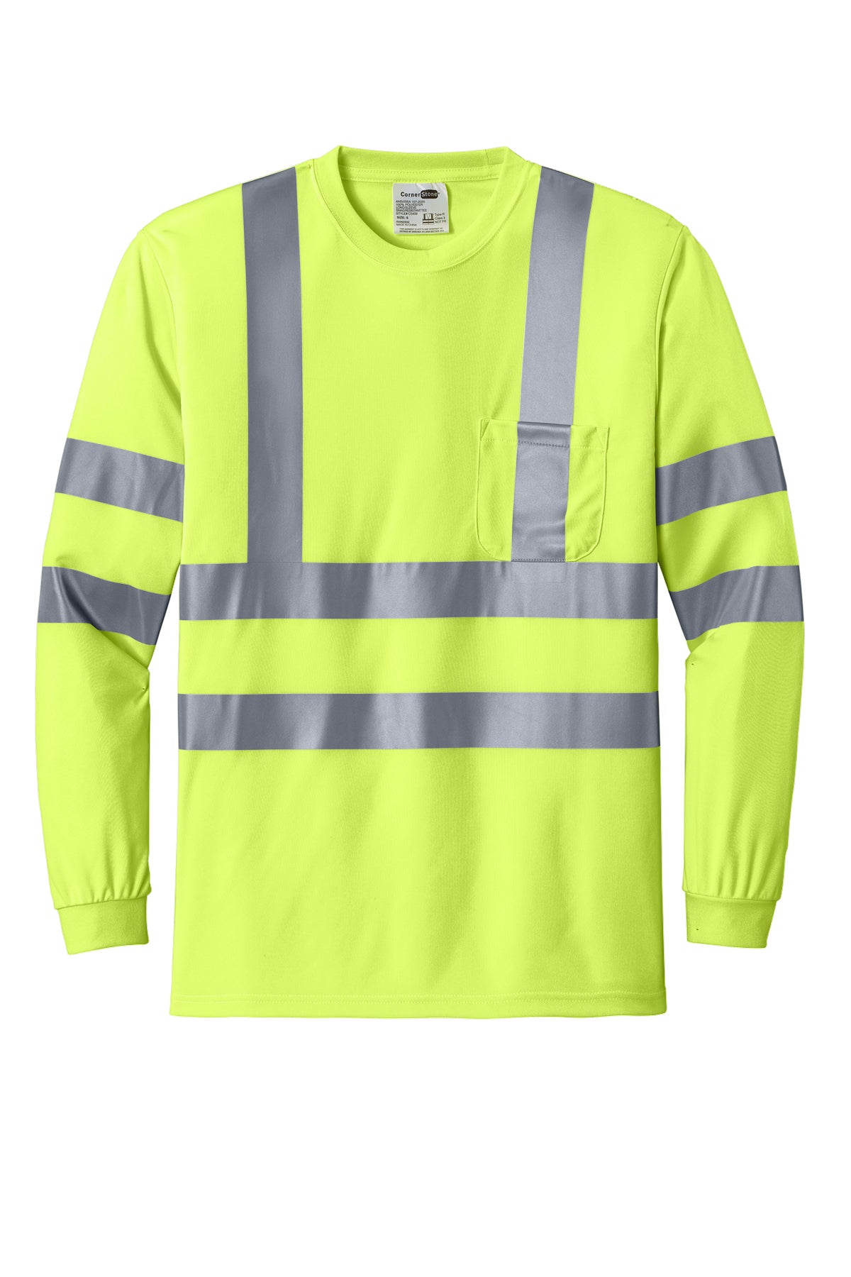 CornerStone® - ANSI 107 Class 3 Long Sleeve Snag-Resistant Reflective T-Shirt | CS409 - The Lemon Print & Design Studio 