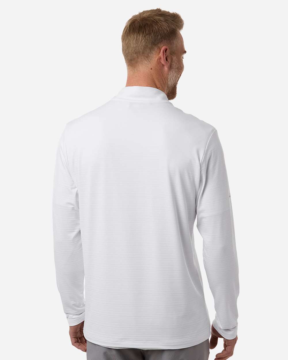 A708 Adidas Men's Textured Stripe Quarter-Zip Pullover