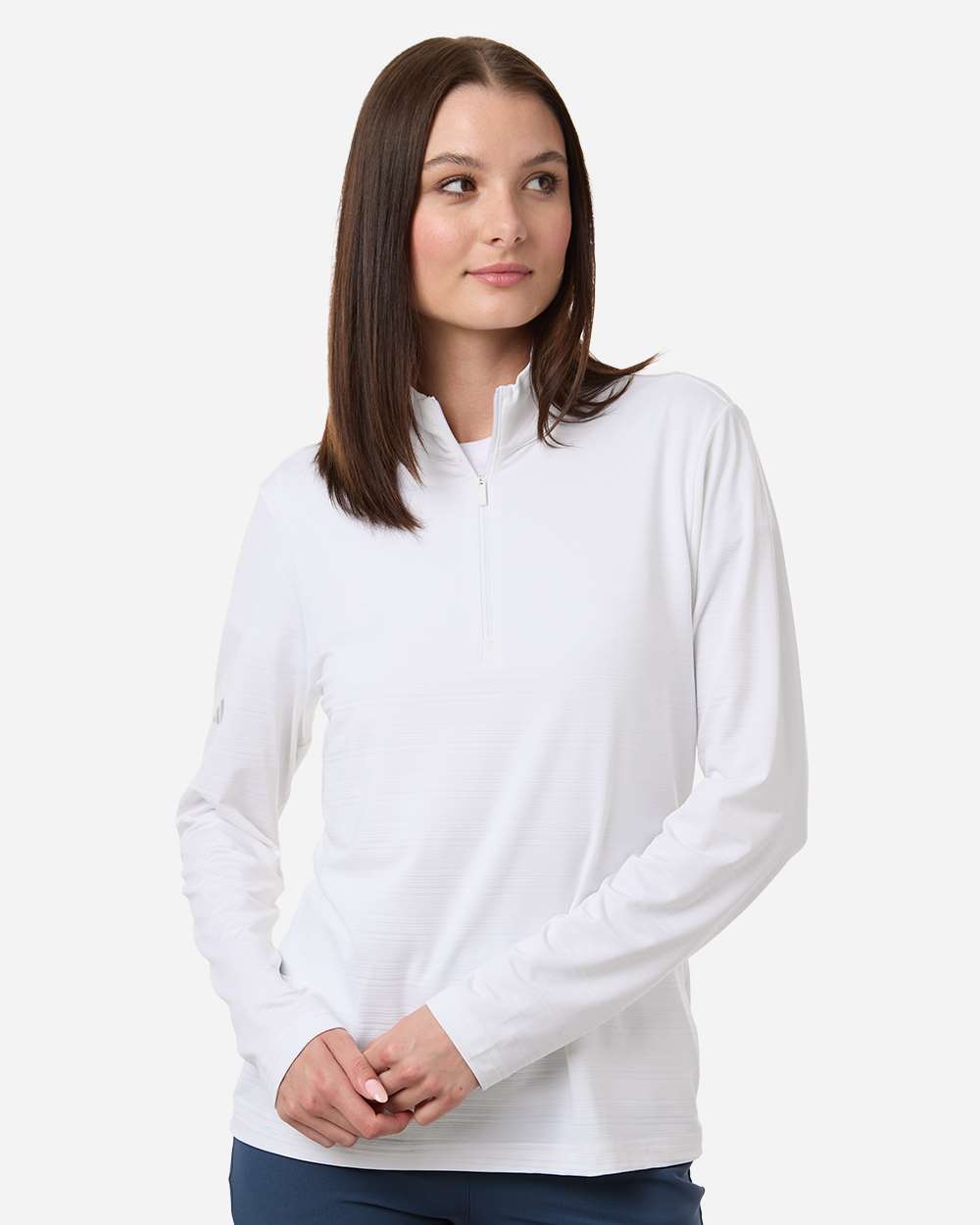 Adidas Women's Textured Stripe Quarter-Zip Pullover A709