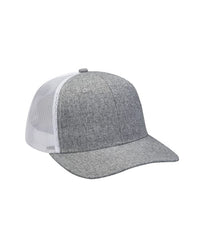 Adams Headwear Heather Woven/Soft Mesh Trucker Style Cap PV102