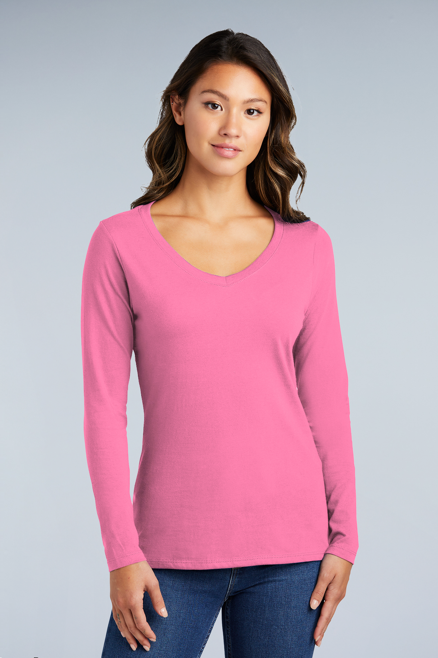 LPC450VLS  Port & Company® Women's Long Sleeve Fan Favorite™ V-Neck Tee - The Lemon Print & Design Studio 