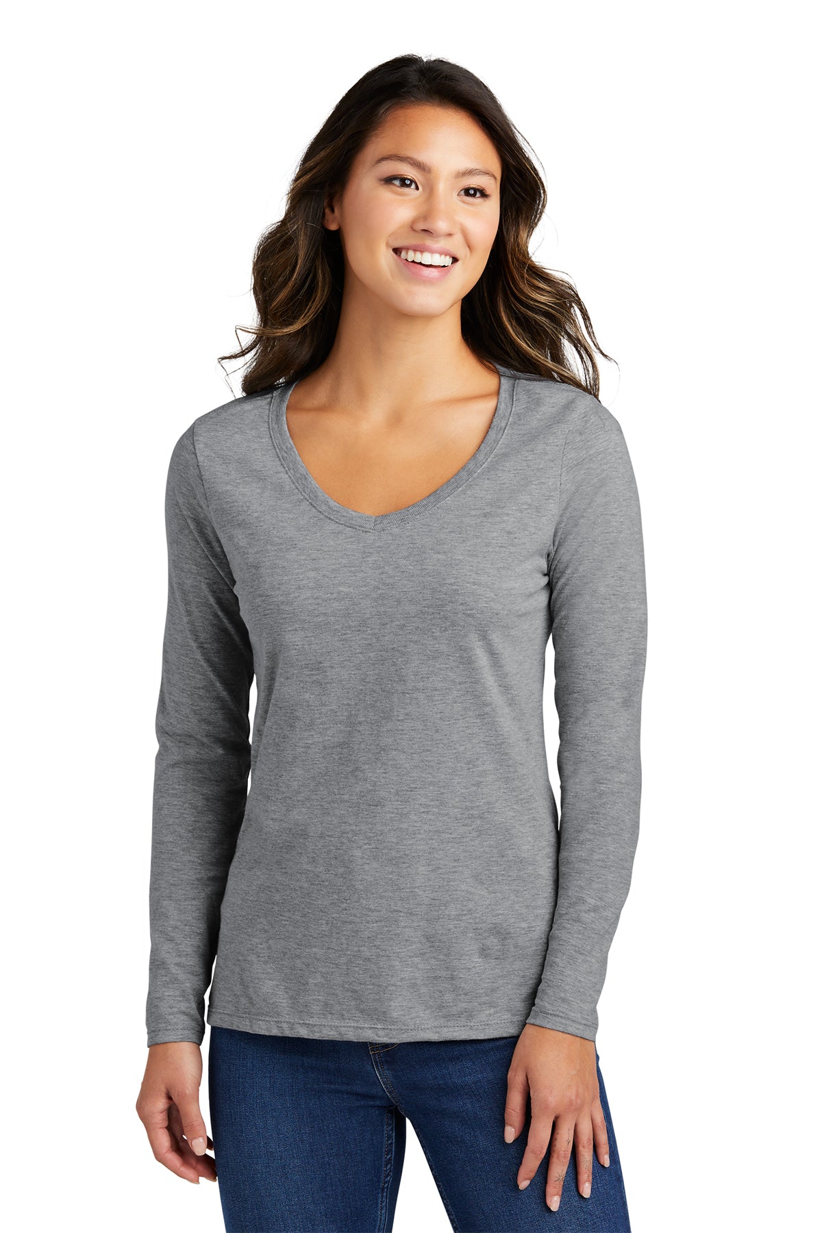 LPC450VLS  Port & Company® Women's Long Sleeve Fan Favorite™ V-Neck Tee - The Lemon Print & Design Studio 