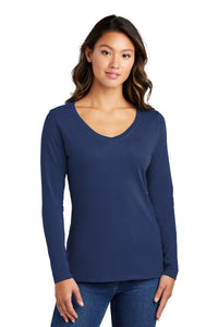 LPC450VLS  Port & Company® Women's Long Sleeve Fan Favorite™ V-Neck Tee - The Lemon Print & Design Studio 