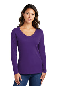 LPC450VLS  Port & Company® Women's Long Sleeve Fan Favorite™ V-Neck Tee - The Lemon Print & Design Studio 