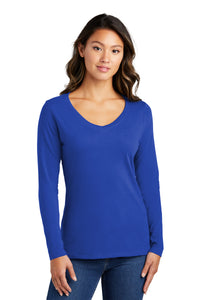 LPC450VLS  Port & Company® Women's Long Sleeve Fan Favorite™ V-Neck Tee - The Lemon Print & Design Studio 