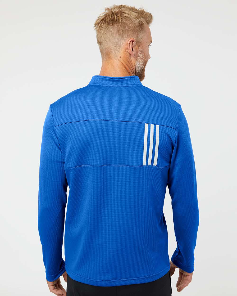 Adidas Men's 3-Stripes Double-Knit Quarter-Zip Pullover A482