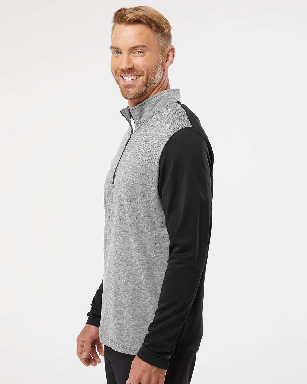 Adidas Men's Ultimate365 Heather Block Print Quarter-Zip Pullover A522