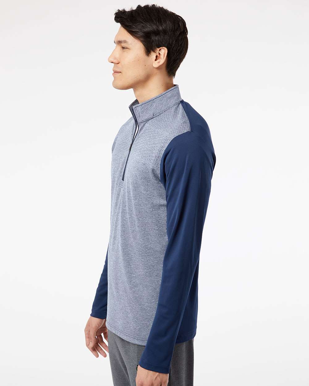 Adidas Men's Ultimate365 Heather Block Print Quarter-Zip Pullover A522
