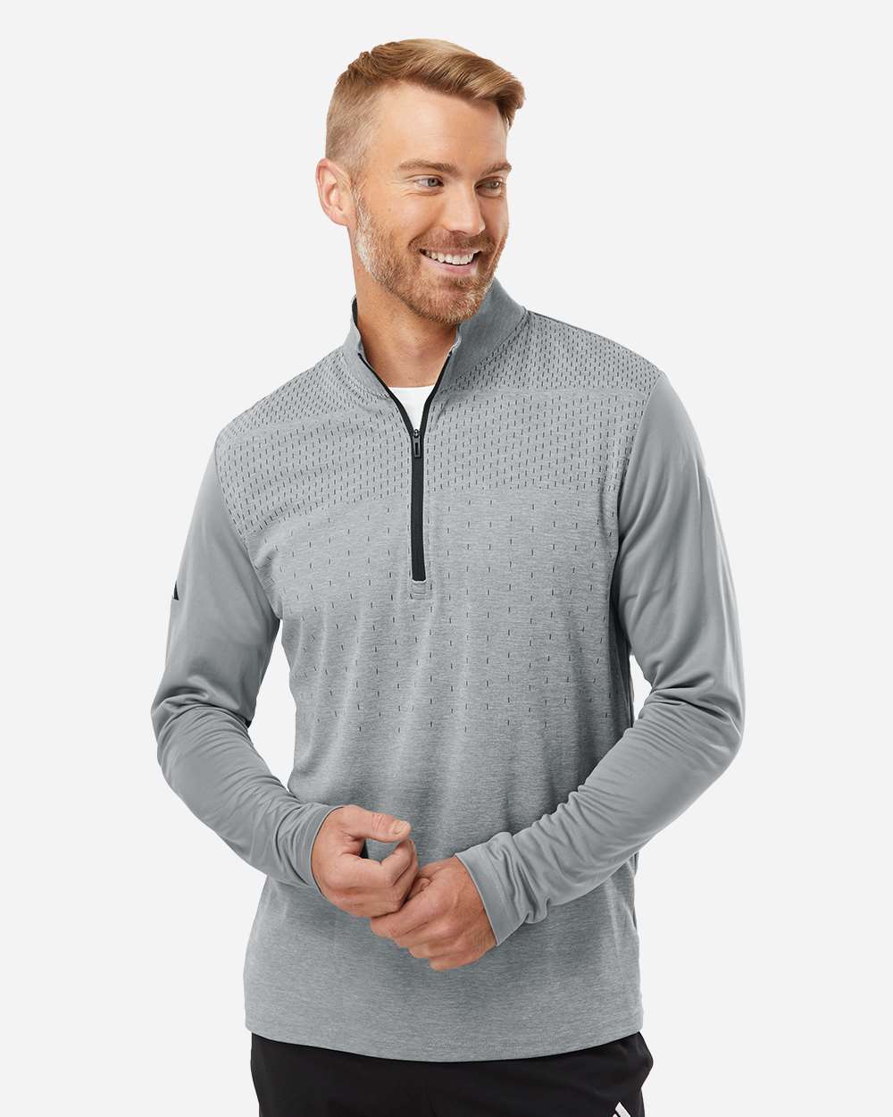 Adidas Men's Ultimate365 Heather Block Print Quarter-Zip Pullover A522