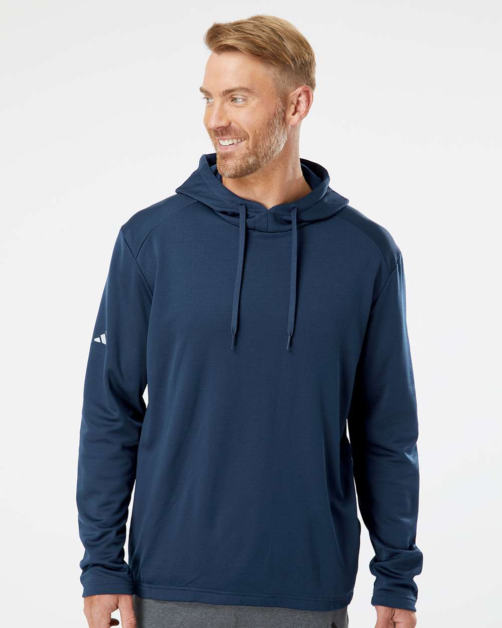 Adidas Men's Textured Mixed Media Midweight Hooded Sweatshirt A530