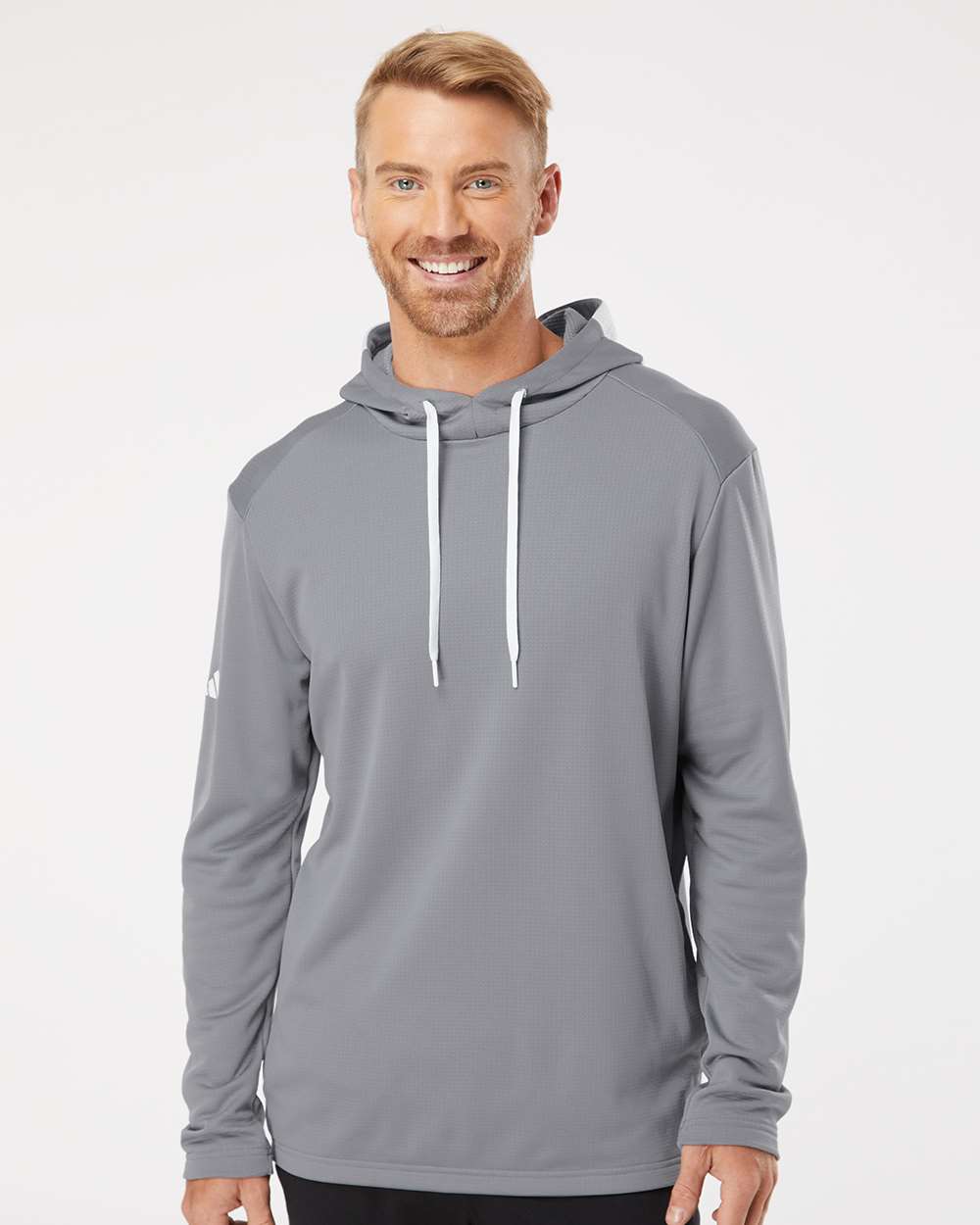 Adidas Men's Textured Mixed Media Midweight Hooded Sweatshirt A530