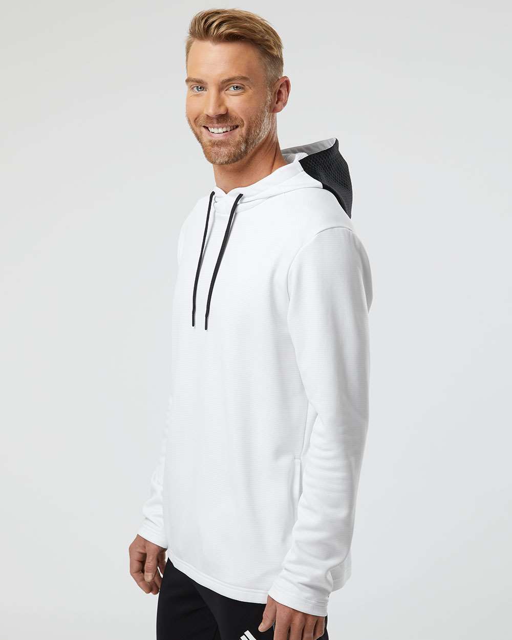 Adidas Men's Textured Mixed Media Midweight Hooded Sweatshirt A530