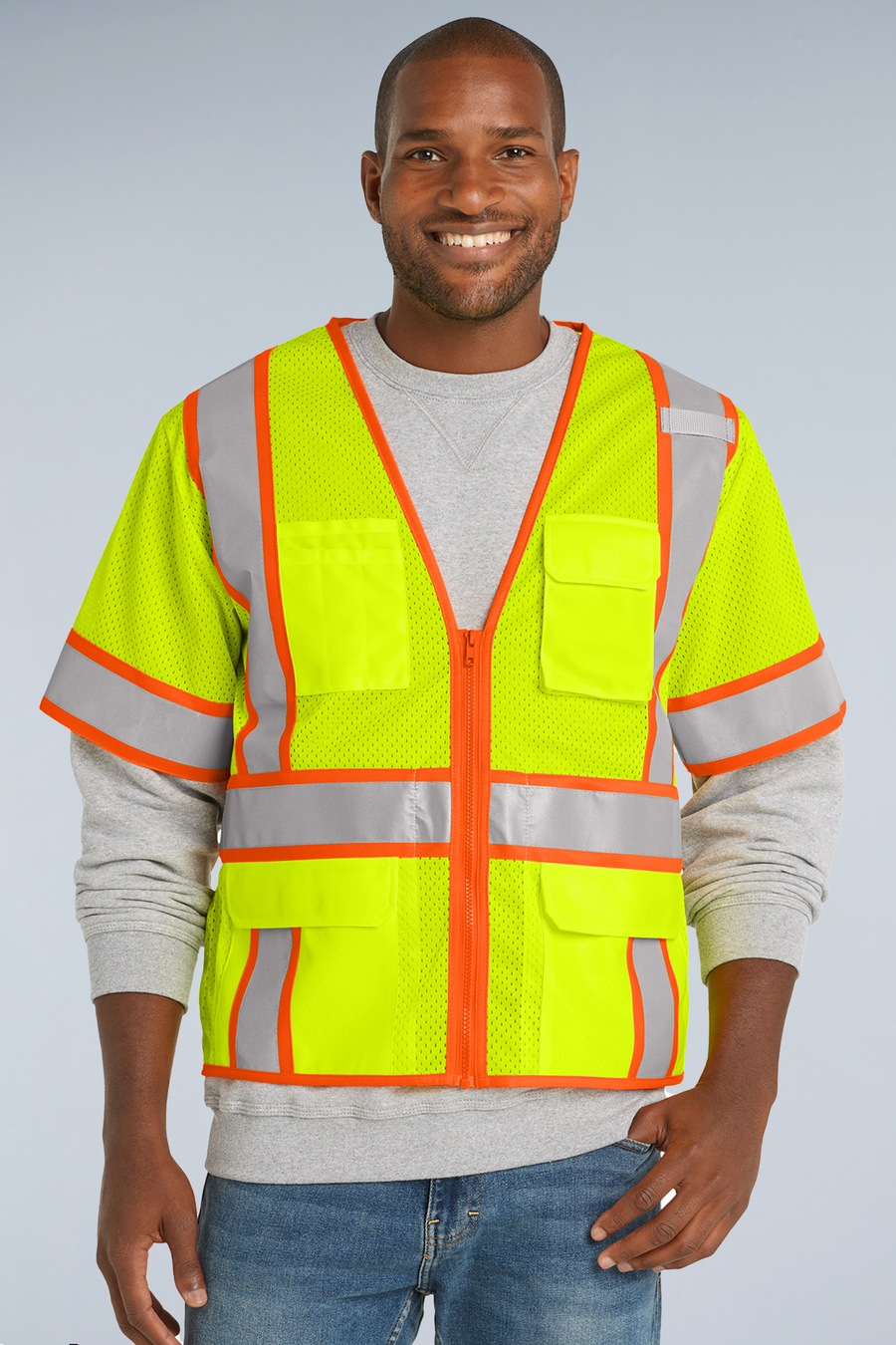 CornerStone® ANSI 107 Class 3 Surveyor Mesh Zippered Two-Tone Short Sleeve Vest | CSV106