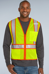 CornerStone® ANSI 107 Class 2 Mesh Zippered Two-Tone Vest | CSV103 - The Lemon Print & Design Studio 