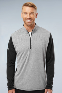 Adidas Men's Ultimate365 Heather Block Print Quarter-Zip Pullover A522