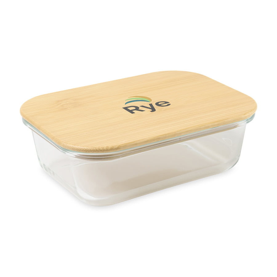 2 Cup Bamboo Storage Container - Bamboo | Custom Branded | Lemon Print