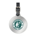 Ahead Large Round Golf Bag Tag - Shiny Nickel | Custom Branded | Lemon Print