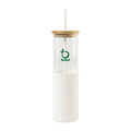 Aviana™ Journey Glass Tumbler with Straw - 20 Oz - White | Custom Branded | Lemon Print