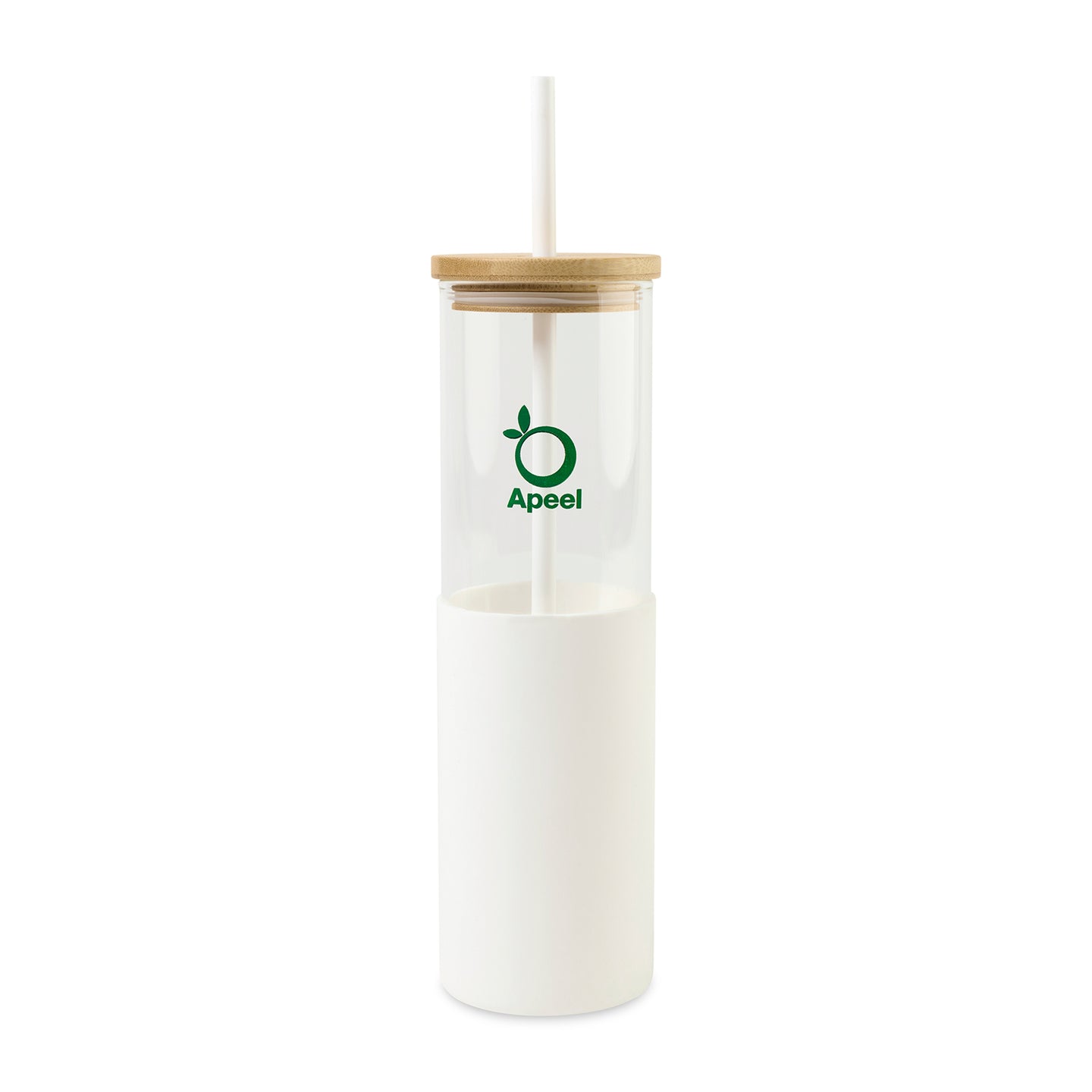 Aviana™ Journey Glass Tumbler with Straw - 20 Oz - White | Custom Branded | Lemon Print