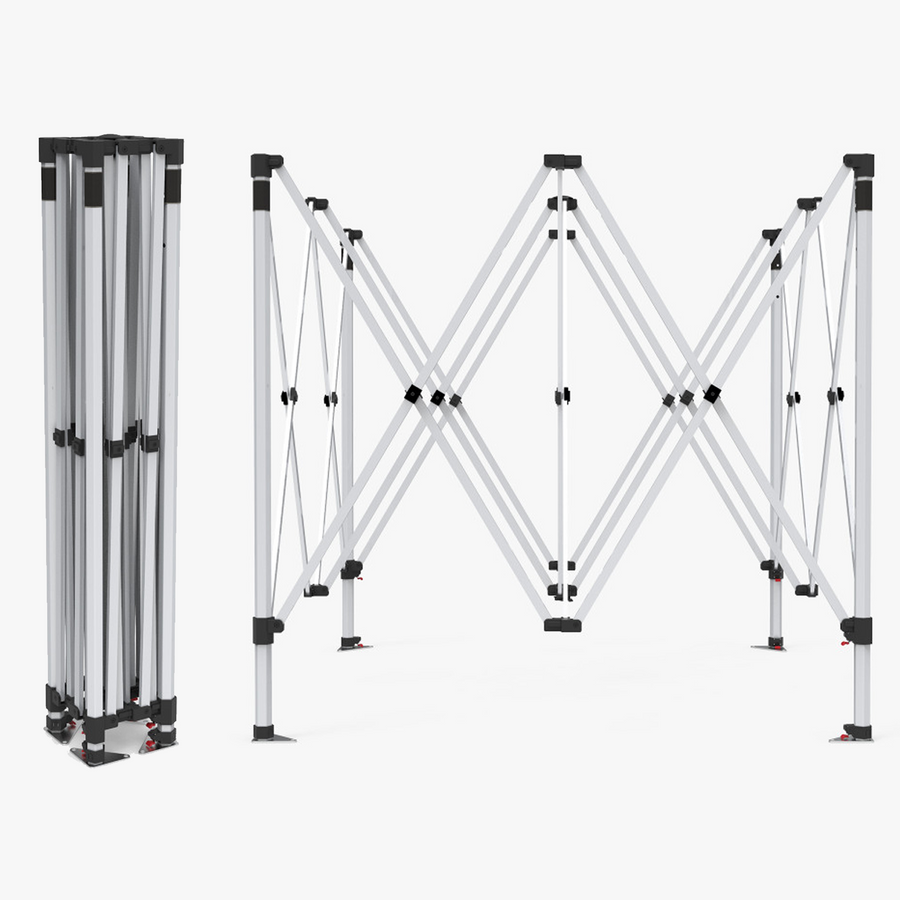 Heavy-duty 40mm hex aluminum canopy tent frame with telescopic legs and crank-up lattice
