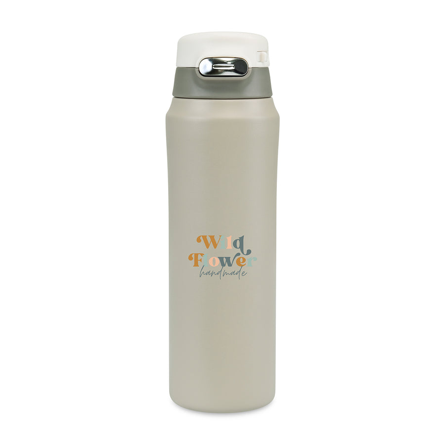 Aviana™ Rowan Recycled Sip Lid Bottle -  16 Oz. - Taupe | Custom Branded | Lemon Print