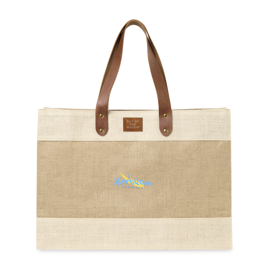 Out of the Woods® Jute Market Tote - Natural | Custom Branded | Lemon Print