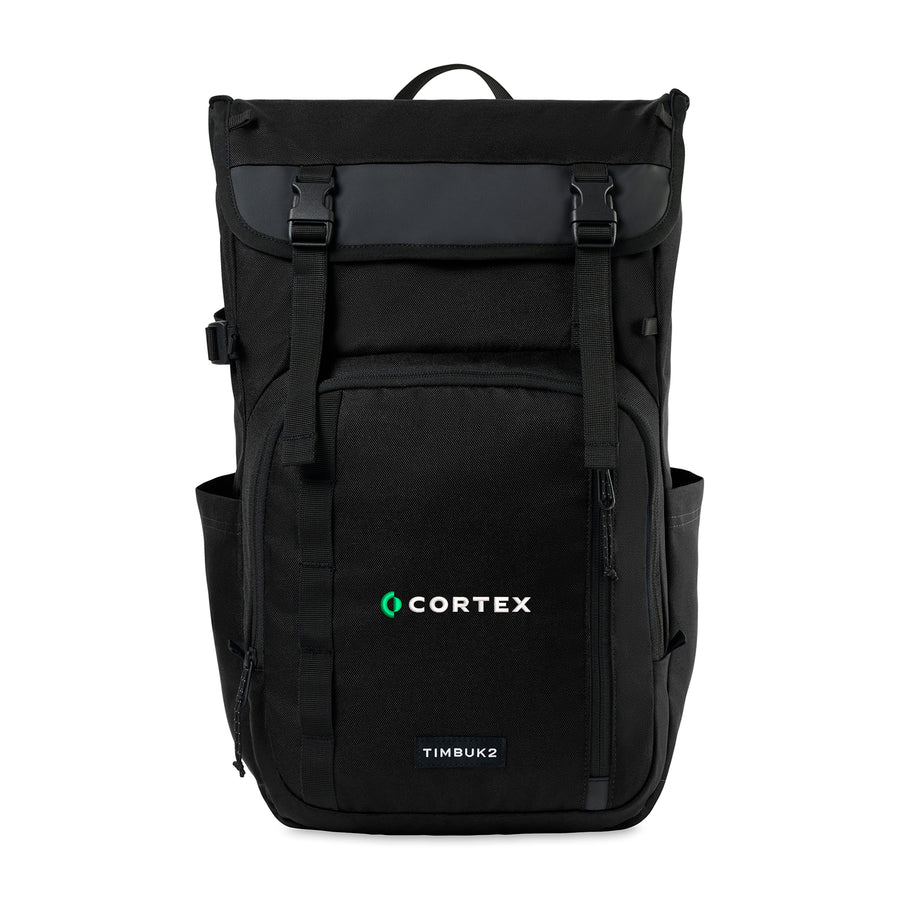 Timbuk2 City Compass Recycled Polyester Tech Flap Pack - Jet Black | Custom Branded | Lemon Print