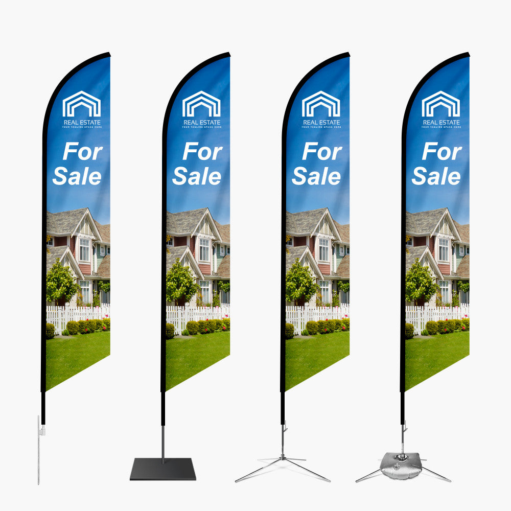 feather angled flags base options 