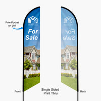 single sided print feather angled flag custom printed in miami