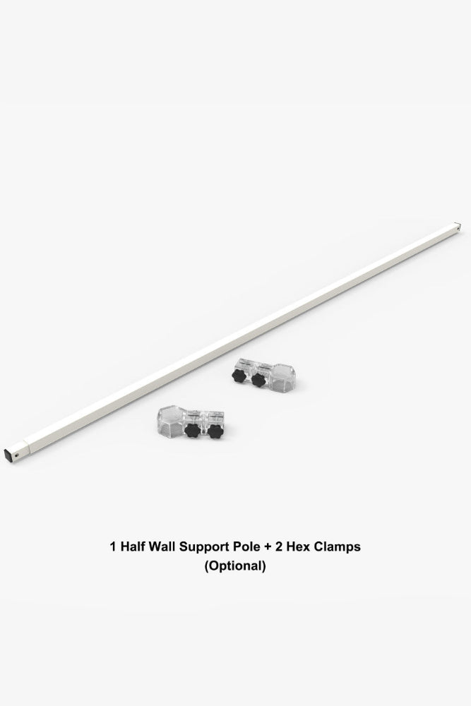 Tent Half Wall Support Pole — Hardware Kit with Hex Clamps