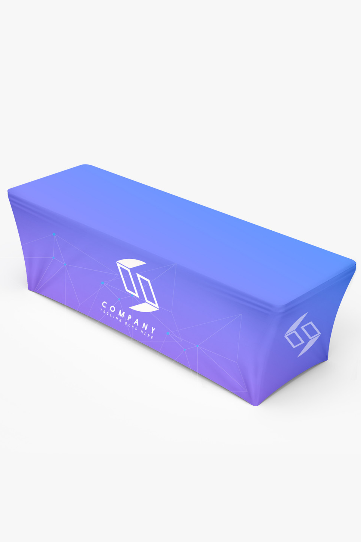 8ft fitted stretch table cover with all-over custom print