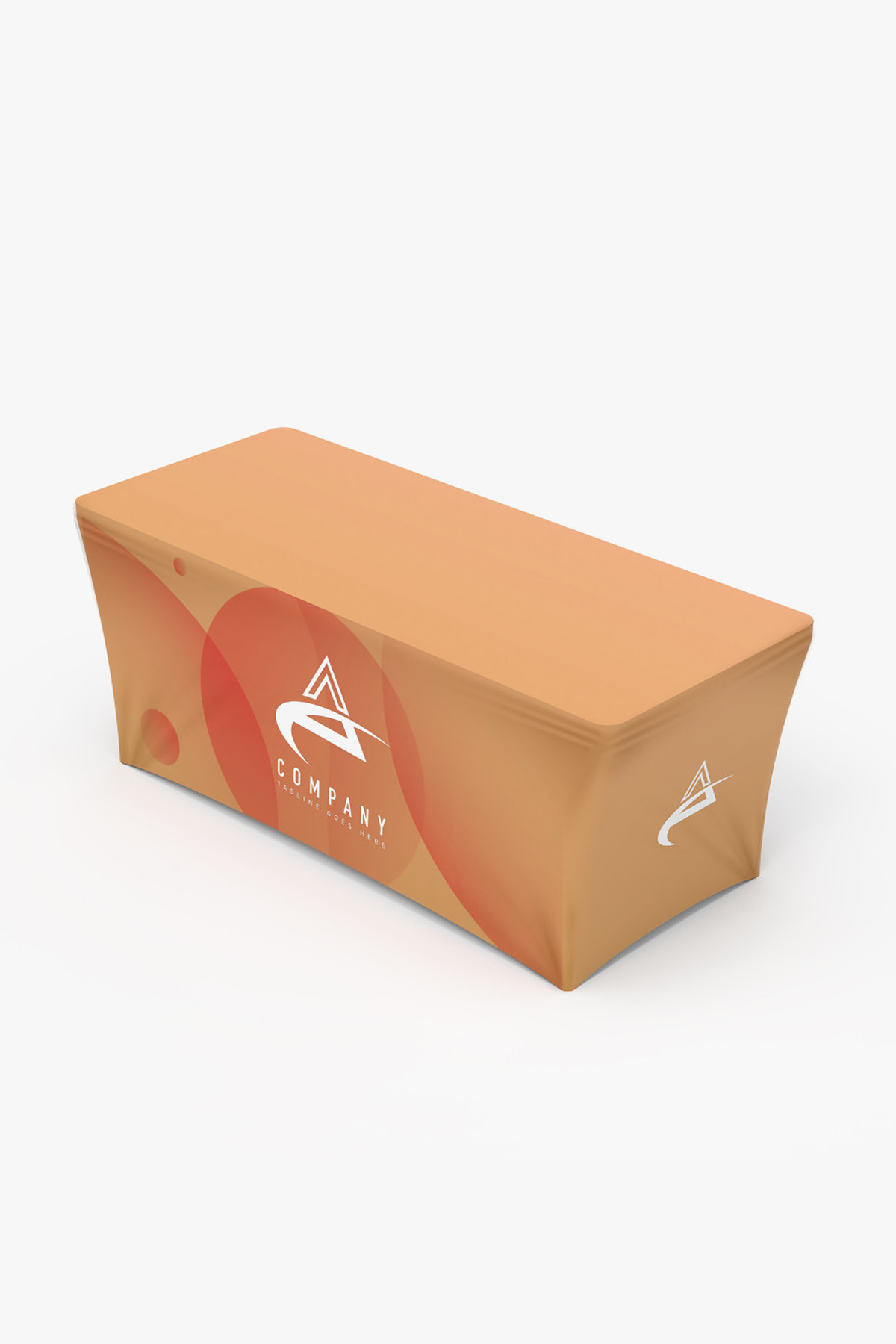 6ft fitted stretch table cover with custom full-color print on a collapsible table